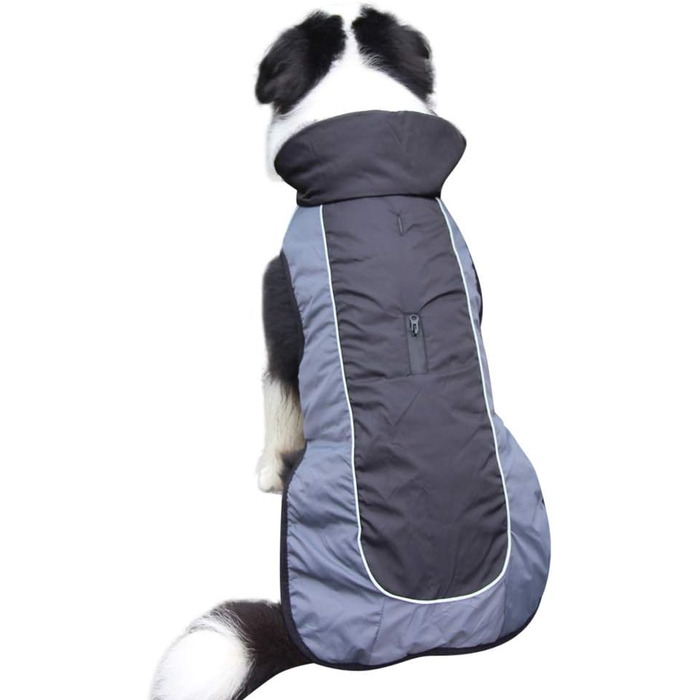 Тепла флісова нашийникова куртка для собак середніх порід, водонепроникна бавовняна куртка для холодної зими, чорний колір, розмір M