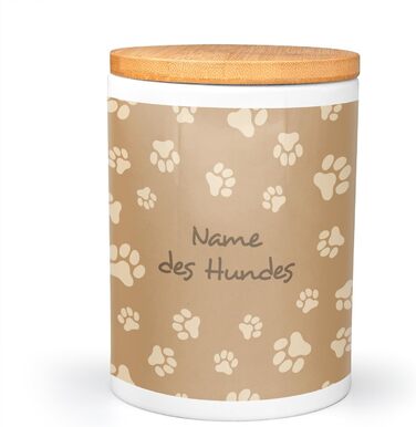 PICANOVA: персоналізована контейнер для ласощів з ім'ям - подарунок для собак - зберігання сухого корму - керамічна банка для власників собак та котів - Simply Paws Design