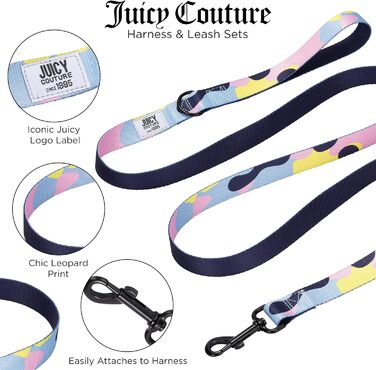 Juicy Couture Кольоровий камуфляжний шлейка та повідець для собак, регульований комплект з м'якою сітчастою підкладкою, для маленьких цуценят