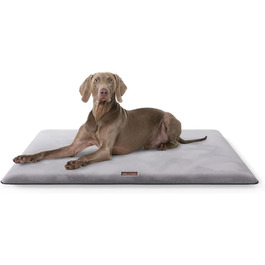 М'яка лежанка для собак Knuffelwuff Sunport 100x70см - для великих, середніх та маленьких собак. Сіра, з імітацією хутра. Підходить для дому, авто, кемпінгу.