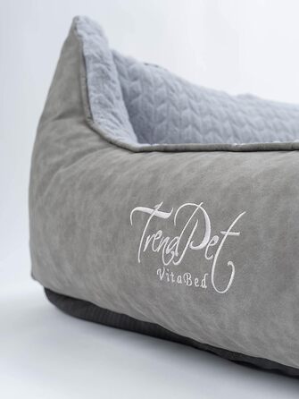 TrendPet VitaBed Style - ортопедичне ліжко для собак, штучна шкіра, плюшеве (100x90 см, сірий)