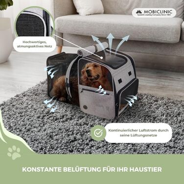 Рюкзак-переноска для котів та собак Mobiclinic® Pets, складаний, з вентиляцією, з аксесуарами, регульований, 37x29x37x5 см