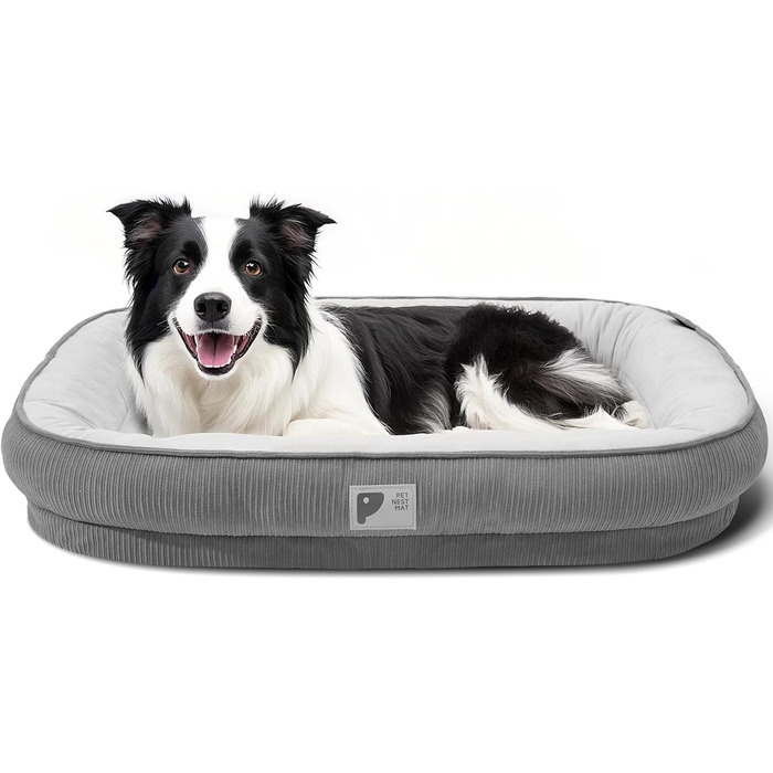 Ортопедичне ліжко для собак маленьких порід, зелене, знімний чохол, неслизьке дно, чотиристоронні валики, розмір L