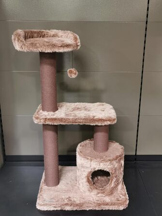Дряпалка для котів Flamingo Hathi – Колір: Коричневий – Розміри: 78 x 49,5 x 121 см – З платформою, сховальнями та стовпчиками для дряпання з сизалю