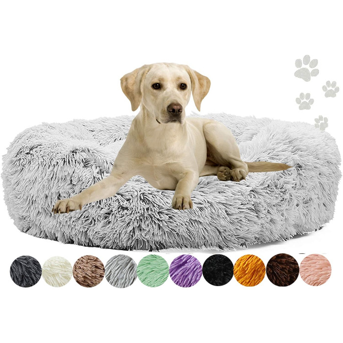 Кругле ліжко для собак та котів Donut, м'яке плюшеве, 70 см, сірий колір