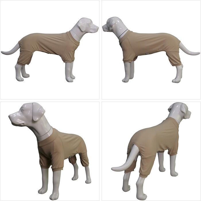 Піжама для собак Lovelonglong, бавовна, теплий боді для всіх сезонів, розмір L (3XL для великих собак), бежевий