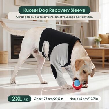 Kuoser Комбінезон після операції для собак (чорний, 2XL) - захист передніх лап, від слизування та укусів, альтернатива комірцю Єлизавети