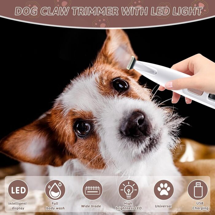 Триммер для стрижки кігтів Paw Trim Pro: безшумний електричний триммер для собак та котів з гребінцем від бліх