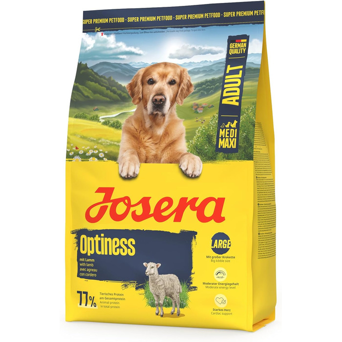 Сухий корм для великих дорослих собак Josera Optiness з ягнятиною та рисом, 12.5 кг