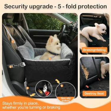 Автомобільний лежак для собак 3-в-1 – переносна лежанка для маленьких собак, з розкладною поверхнею, м'яким матрацом, для переднього та заднього сидіння, чорний