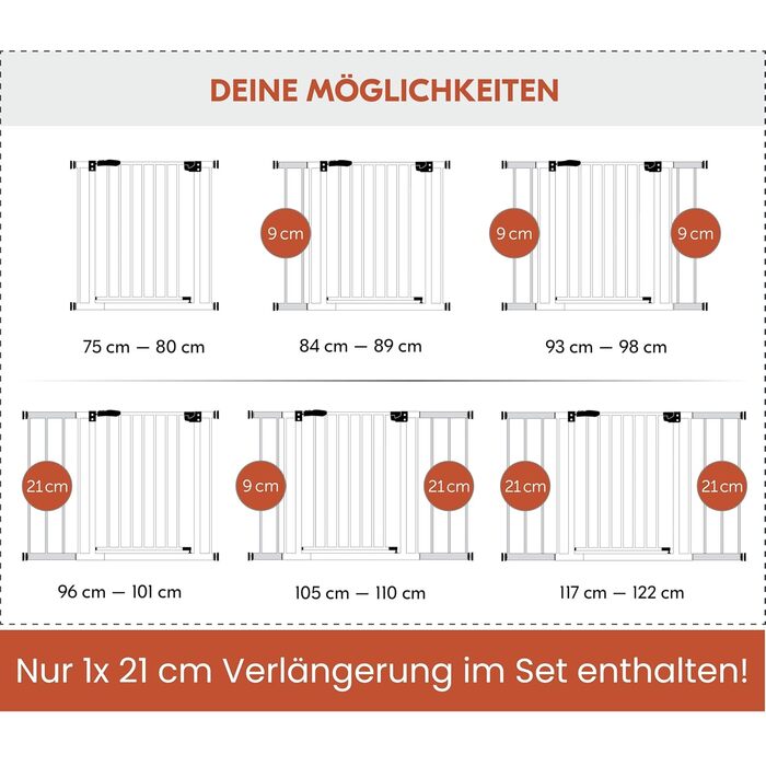 Захист для воріт Hauck Clear Step Autoclose 2, білий - самозакривне ворота для дітей та собак, ширина 75-80 см, висота 77 см, без свердління