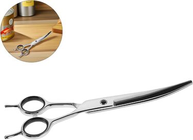 Професійна ножиця для собак та котів з ергономічною ручкою. Високоякісна сталь, безпечна та зручна для грумінгу.