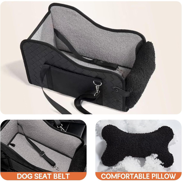 Автомобільний лежак для собак, середньорозмірних та маленьких, з ременями безпеки та регульованою подушкою