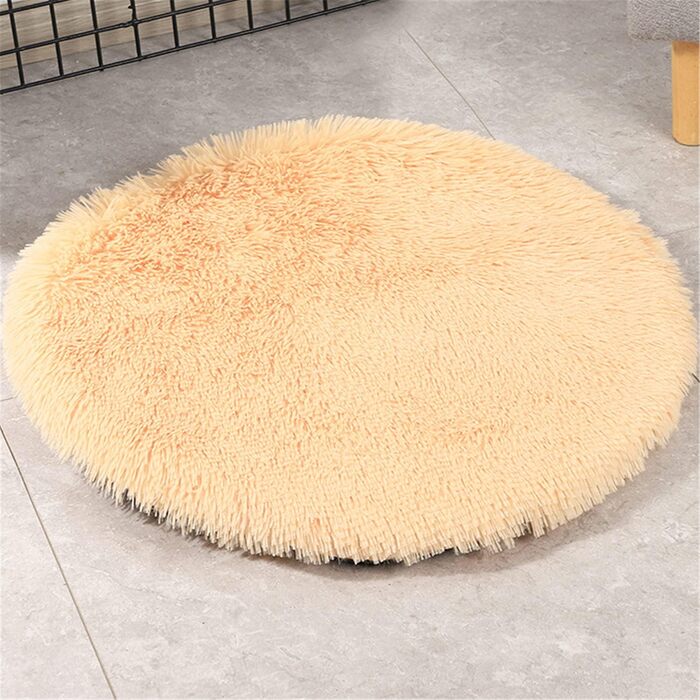 Килимок для собак, лежанка для тварин, м'який килимок для домашніх улюбленців, лежанка для тварин, матрац для тварин, плюшевий килимок для сну, подушка, гніздо, можна прати (діаметр 80 см, верблюжий колір)