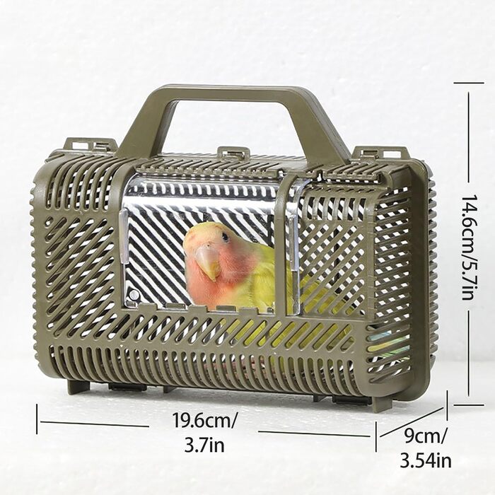 Транспортувальний контейнер для птахів STHOYN: дорожній клітка, переноска для папуг та канарек, зелений
