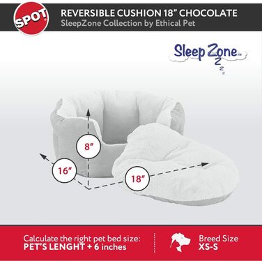 Ліжко для собак і котів Ethical Pets Sleep Zone, двостороння подушка, м'яке, зносостійке, шоколадне, 45,7x40,6 см, для малих порід, преміум-якість, що перемагає нагороди, придатне до прання