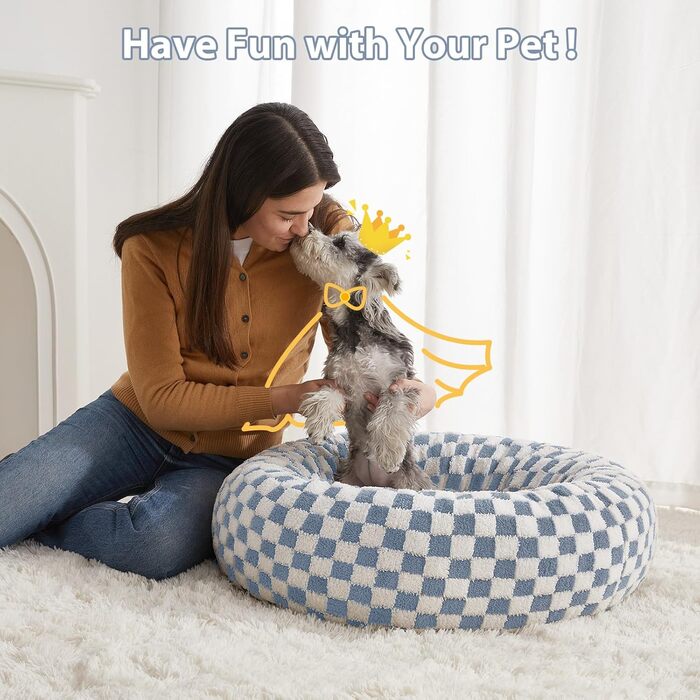 Кругле лежанка для собак середнього розміру BFPETHOME, блакитна, 68.6 x 68.6 x 25.4 см, з антиковзною основою, для цуценят та котів, машинного прання