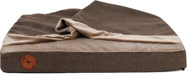 М'яке ліжко для собак середніх порід з ортопедичною матрацною поверхнею, з капюшоном, неслизьке, з можливістю прання, з блискавкою (колір: коричневий, розмір: 55 x 45 x 8 см)