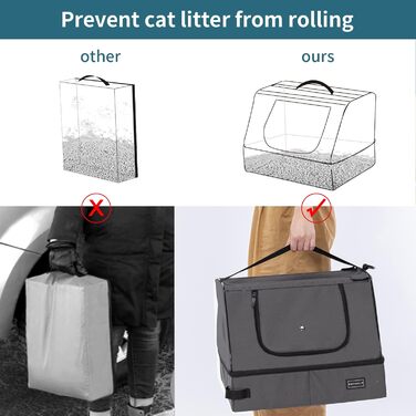 Переносний туалет для котів Petsfit, дорожній, складаний, сірий (44x33x34 см)