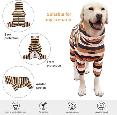 Піжама для собак великих та середніх порід, розтягувана, для дорослих, комбінезон, 3XL, жовто-чорний