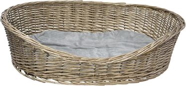 Корзина для собак Frank Flechtwaren Grey, Vollweide, сірого кольору, з поліестеру, 90 x 70 x 25 см