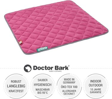 Флісова двостороння лежанка для собак Doctor Bark, м'яка та міцна, для середніх порід, пральна до 95°C, 80x70 см, рожева/світло-сіра