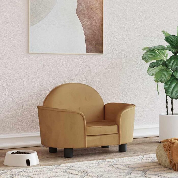 Ляжка для собак, м'яка, з подушкою, для маленьких собак та котів, велюр, коричнева