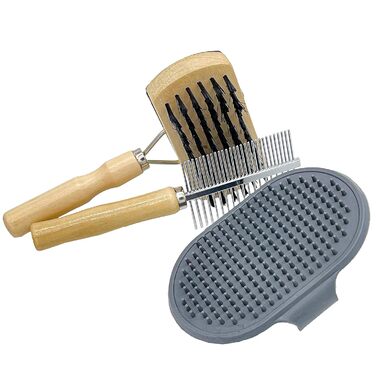 Набір щіток для собак та котів преміум-класу 3 в 1: щітка, зчесалка, гребінець | Для довгої, короткої шерсті, підшерстка