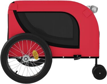 Причіп для велосипеда, переноска для собак, червоно-чорний, Oxford-тканина та метал, 94027