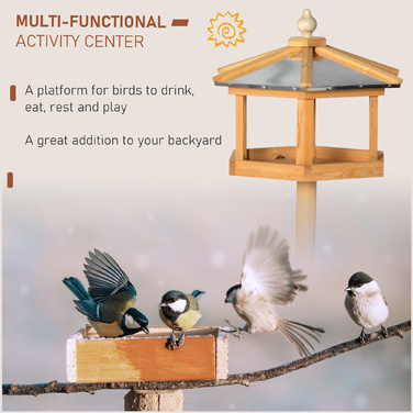 PawHut Birdhouse Bird Villa Годівниця для птахів з підставкою та цинковим дахом 113x40x40 см, погодостійка годівниця для птахів для саду та патіо