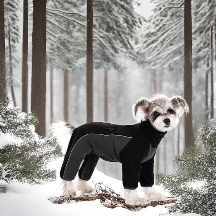 Теплий флісовий зимовий костюм для собак XL (чорний) - теплий, вітронепроникний, для собак середніх та маленьких порід