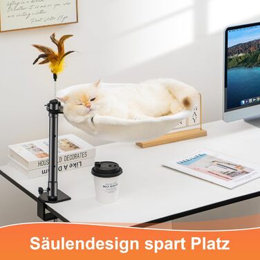 Крісло-гамак для кота Uross на стіл - 360° обертання та регулювання висоти, м'яка лежанка з 2 знімними чохлами, місце для сну для дому/офісу - використання протягом року (Бежевий)