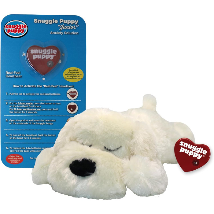 Інтерактивна іграшка для цуценят SmartPetLove Snuggle Puppy Junior із імітацією серцебиття, заспокійлива м'яка іграшка для сну (золота)