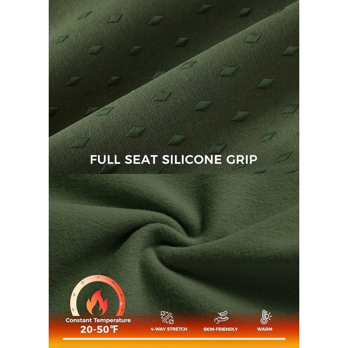 Спортивні штани для верхової їзди WILLIT Daen з флісовою підкладкою, силіконовим повним захопленням, кишенями та петлями для ременя (S, армійсько-зелений)