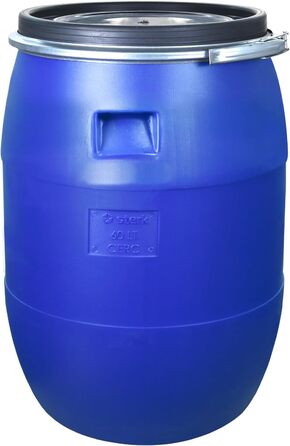 Футлярна бочка 60л з кришкою та обідком, харчова, 34см, універсальна, для саду (Блакитна)