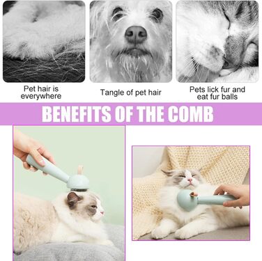 Щітка для котів, щітка для собак, видалення шерсті тварин, для короткої та довгої шерсті, самоочисна, біла