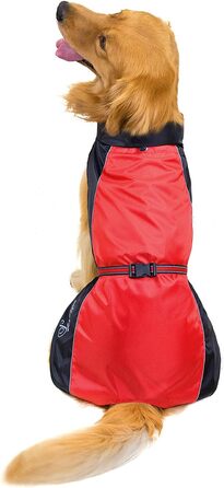 Водонепроникний дощовик для собак Ranphy середнього та великого розміру, з відбиваючими елементами, дихаючий, з захистом живота, для джек-рассел тер'єра, лабрадора, ультралегкий, безпечний, зелений, 6XL, зелено-чорний (3XL(обхват грудей:65см), червоно-чор