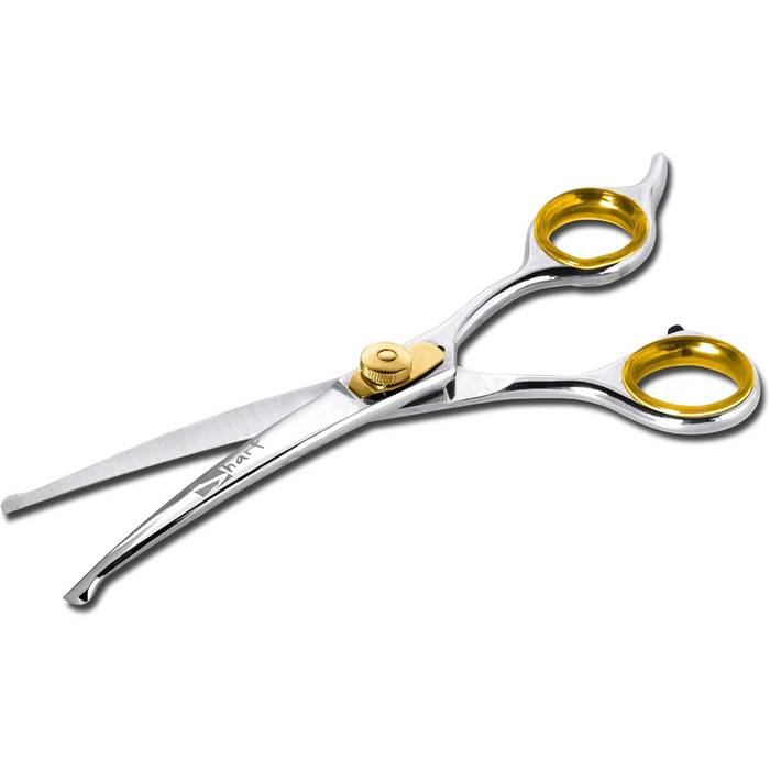 Ножиці для собак Sharf Gold Touch, 16.5 см, вигнуті, гострі, з кульковою накінечником для безпечного догляду за носом, вухами та обличчям