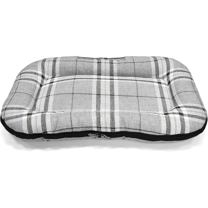 Ортопедичний лежак для собак Преміум Hugo Check з Memory Foam. Підходить для собак маленьких, середніх та великих порід. Знімний та пральний чохол, сірий в клітинку, розмір S (62x35x7 см)
