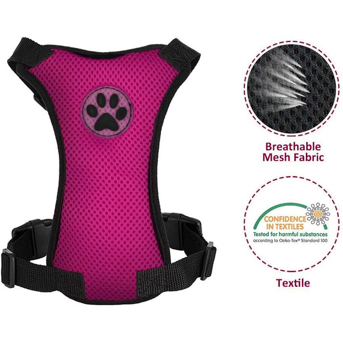 Автомобільний безпечний поводок для собак Lukovee: регульований, м'який, дихаючий, з кріпленням для авто, рожевий