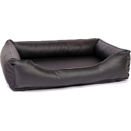 Ортопедичне ліжко для собак CopcoPet Paco з штучної шкіри, чорного кольору, 90 x 70 см – віско-матрац для собак – знімний, пральний чохол – стабільне, щадяче для суглобів – для середніх собак L 90 x 70 см