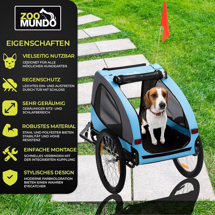 Фаркоп-причіп для велосипеда Zoomundo Buddy, переноска для собак, блакитний