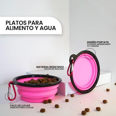 Транспортування фляга для води для собак, включаючи неопренову обгортку, миска для собак, ударостійка та стійка до подряпин, рожева