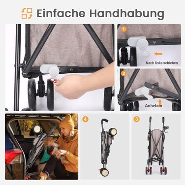 Візок для собак Hundebuggy: легкий, розкладний, для собак вагою до 9 кг, з кошиком та тримачем для напоїв, темно-зелений (кавовий)