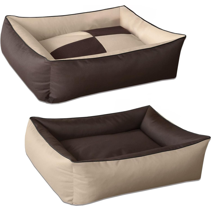 BedDog Hundebett 2in1 MAX Quattro: велике лежак для собак з Cordura, зручний лежак з бортиками, для дому та вулиці, M, Melange, 70x55x18 см