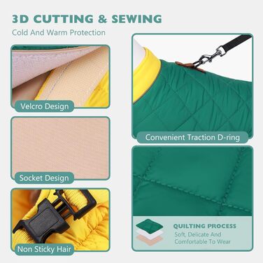 PETCUTE Водонепроникний зимовий дощовик для собак, теплий дощовик для собак середніх та великих порід, з світловідбиваючими смугами, з отвором для шлейки, сірий+блакитний