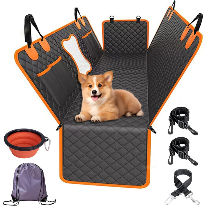 Автоматик для собак у машину: захисна підстилка на заднє сидіння з боковими бар'єрами та віконцем, водонепроникна та стійка до подряпин