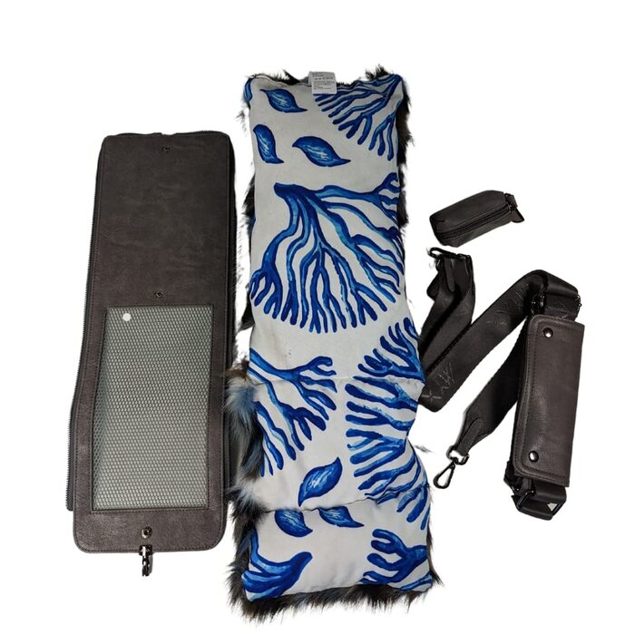 Сумка для собак MYXA Classi, переноска для собак, авіапереноска з знімною сіткою на даху (Сірий Океан, з кишенею)