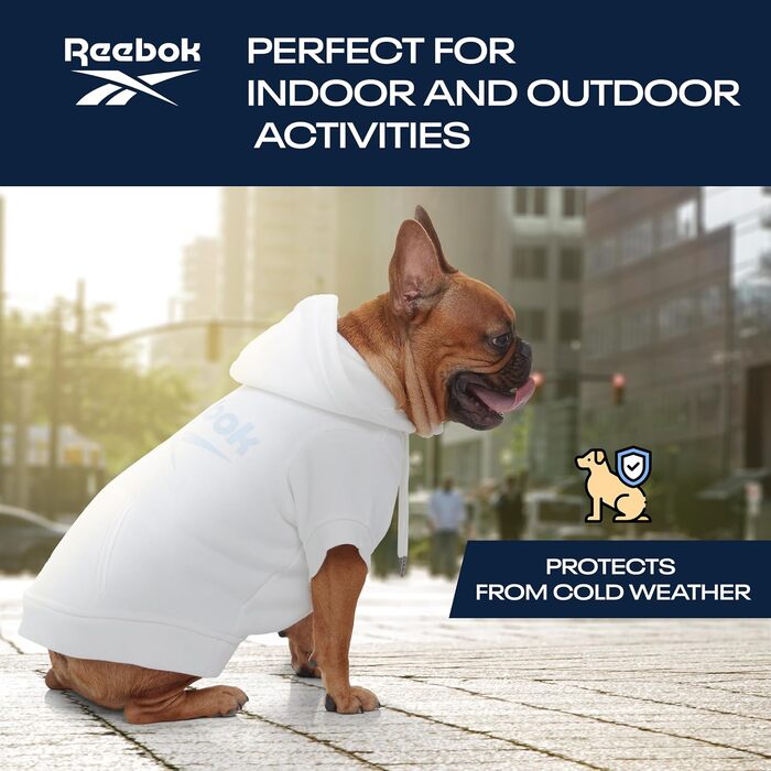 Reebok флісовий худі для собак з капюшоном, теплий зимовий светр із отвором для повідка, преміум одяг для маленьких, середніх і великих собак
