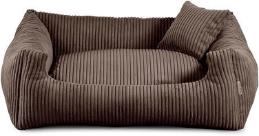 Ліжко для собак Gutekissen® з м'якого матеріалу, наповнене поліуретановим пінопластом, з рифленою тканиною, стійке до бруду, вибір кольору та розміру, з маленькою подушкою (3XL - 130x110, темно-коричневий)